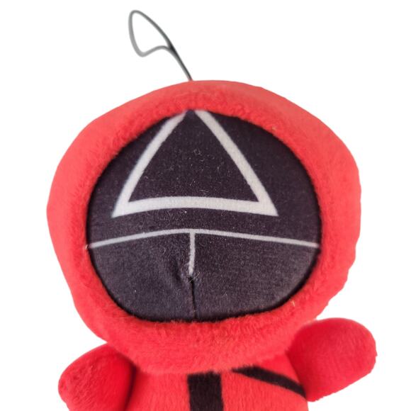 Squid Game 5" Plush Doll Triangle Mask Guard Red Soft Toy Keychain Clip - Picture 4 of 9